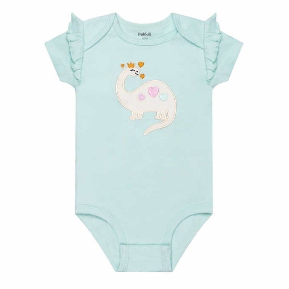 Pekkle Bodysuit and Pants Set Kids 6M Pink Mint New Rainbow Dinosaur 4pc Set - Picture 4 of 7